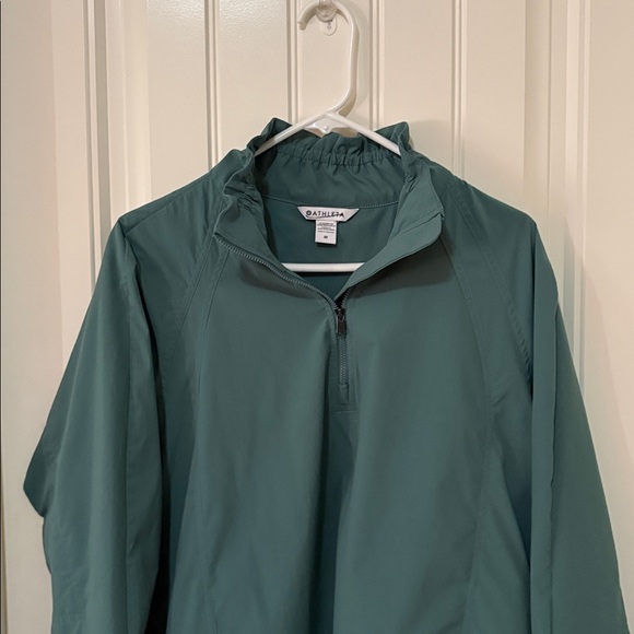 Athleta Advantage Poplin Jacket Deep Ocean Teal Ruffle Collar Swing Size medium - Picture 2 of 10